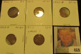 1926S Good, 27P VF, 27D EF, 28D AU, & 28 Large S Very Good Lincoln Cents, both carded and ready to b