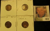1926S Good, 27P AU, 27D AU, & 28 Large S Fine Lincoln Cents, both carded and ready to be priced for