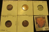 1926S Good, 27P AU, 27D AU, 28 Large S Fine, & 31 S Fine Lincoln Cents, both carded and ready to be
