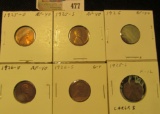 1925D EF, 25S EF, 26P EF, 26D EF, 26S Good, & 28 Large S Fine Lincoln Cents, both carded and ready t