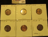1925D EF, 25S EF, 26P AU, 26D EF, 26S Good, & 28 Large S Fine Lincoln Cents, both carded and ready t