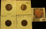 1925P EF, 25S EF, 26D EF, & 26S Fine Lincoln Cents, both carded and ready to be priced for the coin