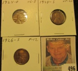 1924D VG, 24S VF, & 26S Fine Lincoln Cents, both carded and ready to be priced for the coin show.