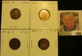 1924D VG, 24S EF, 26S Fine, & 31 S Fine Lincoln Cents, both carded and ready to be priced for the co