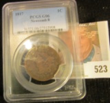 1817 U.S. Large Cent slabbed 