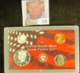 1999 S Proof Silver Half Dollar, Dime and regular composition Cent and Nickel in the Mint Plastic ca