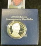 2009 P Abraham Lincoln Proof Silver Commemorative Dollar, original as issued.