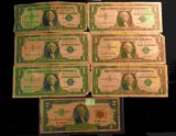 (6) Old One Dollar Silver Certificates & a Red Seal $2 United States Note.