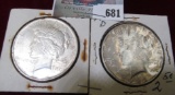 1922 P & D U.S. Silver Peace Dollars.