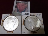 1922 P & D U.S. Silver Peace Dollars.