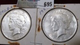 1923 S & 24 P U.S. Silver Peace Dollars.