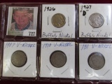 1907, 10, 11, 26P, & 27D U.S. Nickels.