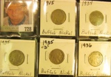 1915P, 34P, 35P, D, & 36P U.S. Nickels.