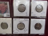 1920P VF, 31S VF, & 34D EF Buffalo Nickels; 1951S BU, & 2001 S Proof Jefferson Nickels.