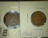 1902 & 1906 Indian Head Cents, both VF.