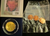 Copy of 1929 Five Dollar Gold Indian in a special holder; & 2009 Uncirculated 4-Coins Set of Lincoln