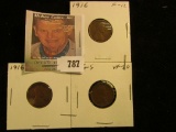 1916 P, D, & S Lincoln Cents, F-EF.