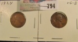 1924 P VF & 24 D VG Lincoln Cents.