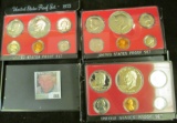 1973 S, 74 S, & 75 S U.S. Proof Sets in original holders as issued.