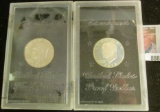 1972 S & 73 S Proof Eisenhower Silver Dollars in original plastic cases.
