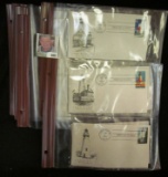 (5) Different Light House First Day Covers in plastic pages, plus (5) extra plastic pages.