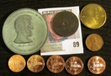 Large and small Abraham Lincoln Medal; (5) 2009 Lincoln Commemmorative Cents; 1951 D Cent; & 1835 U.