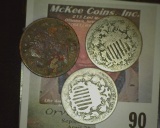 Pair of Old U.S. Shield Nickels and an old Liberty Nickel.