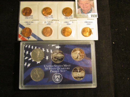 1982 Seven-piece Variety Lincoln Cent Set in a special holder; & 2007 S Proof United States Mint 50