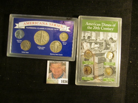Four-piece "American Dimes of the 20th Century" Set in special holder; & "Americana Series Vanishing