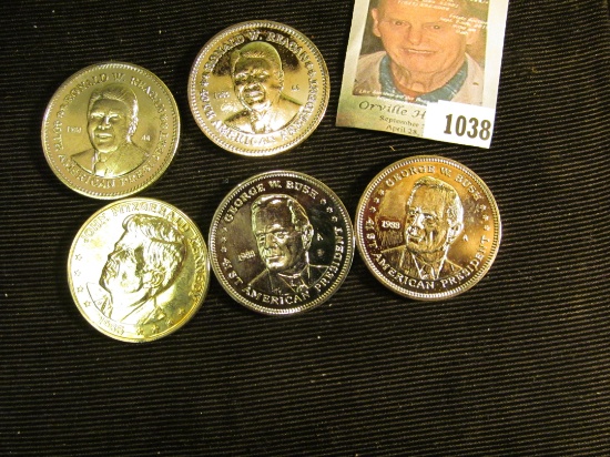 (5) Double-Eagle BU Coins, includes (2) Ronald Reagan, John F. Kennedy, & (2) George W. Bush.