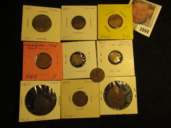 1920, 39, 59, 65, & 66 Canada Cents; 1859 & 1909 Canada Large Cents; "Un Sou" Canada Half Penny Toke