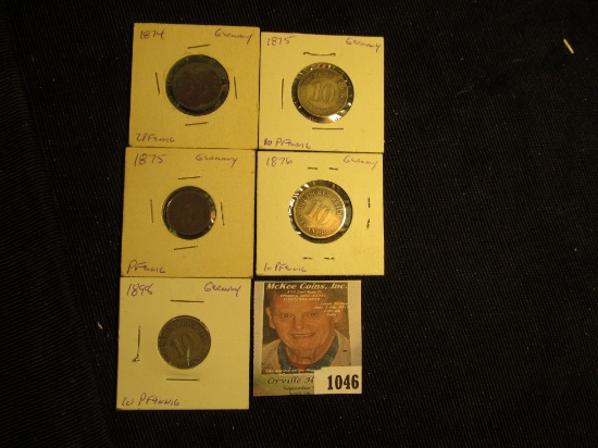 (5) different 1874-1898 German Coins.