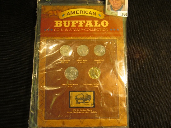 "American Buffalo Coin & Stamp Collection in a special framable holder.
