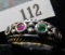 79. sterling silver band style ring with sapphires, rubies and an emerald, genuine stones, size 8, 6