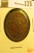 1852 Large Cent, VG, value $25
