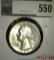 1955-D Washington Quarter, BU GEM, MS63 value $10, MS65 value $60