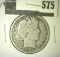 1907-O Barber Half Dollar, VG, value $17