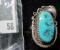 Native American silver and turquoise ring, marked STERLING,  size 7 1/2, weight 8 grams