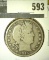 1915-D Barber Half Dollar, VG, value $17