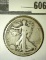 1920-D Walking Liberty Half Dollar, F, tough grade for date, value $75