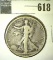 1935-D Walking Liberty Half Dollar, VG/F, value $10