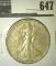 1946-S Walking Liberty Half Dollar, XF+, value $18