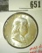 1948-D Franklin Half Dollar, BU light toning, MS63 value $24, MS65 value $115