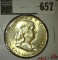 1952-S Franklin Half Dollar, BU toned, MS63 value $70, MS65 value $100