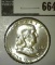 1958-D Franklin Half Dollar, BU, value $18