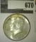 1964-D Kennedy Half Dollar, BU lightly toned, value $15