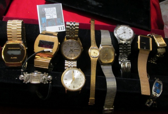 11 random watches for parts or repair, brands include Seiko, Bulova, Benrus and Hawthorne