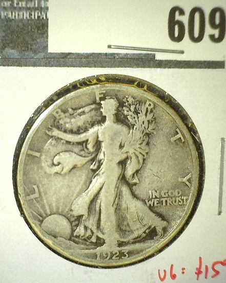 1923-S Walking Liberty Half Dollar, VG/F, VG value $15, F value $30"