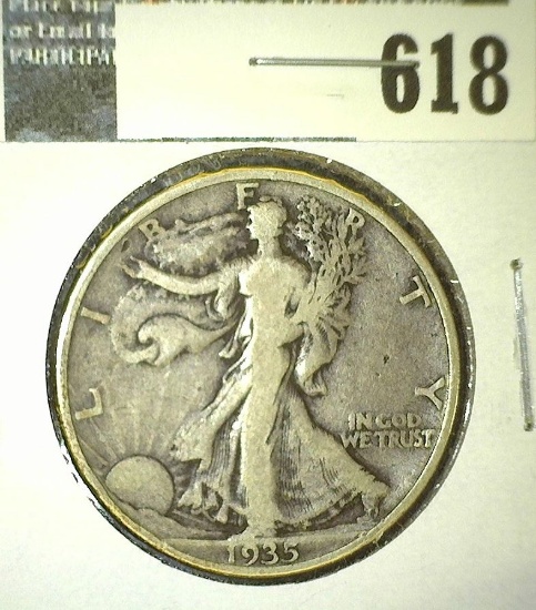 1935-D Walking Liberty Half Dollar, VG/F, value $10"