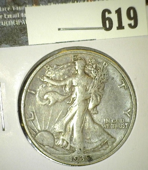1935-S Walking Liberty Half Dollar, XF, value $26"